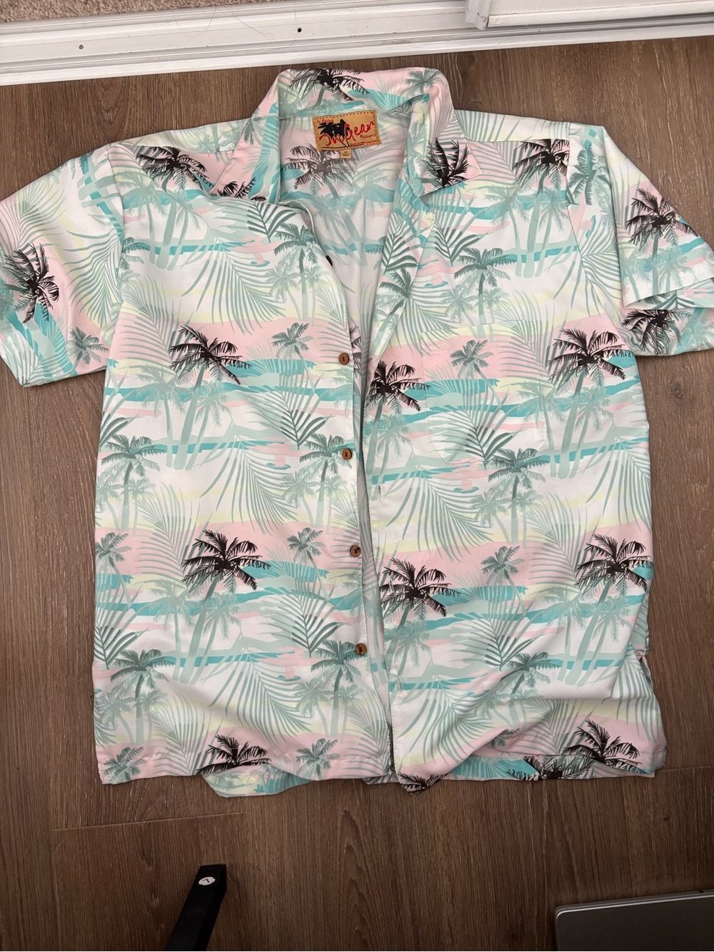 Ingear Pastel Palm Print Short-Sleeve Button-Down Shirt